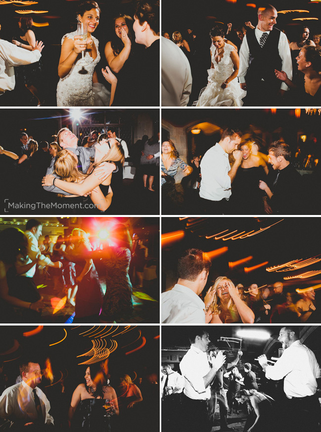 Fun Glenmoor country club wedding reception photographer