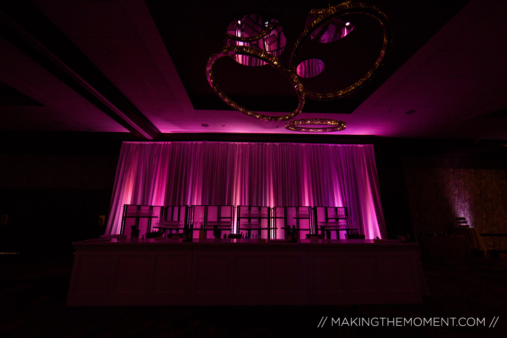 purple uplighting wedding reception cleveland