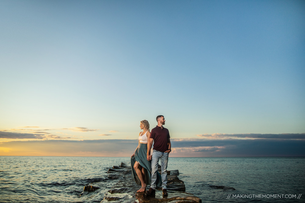 Edgewater Sunset Engagement Session Cleveland Photographer