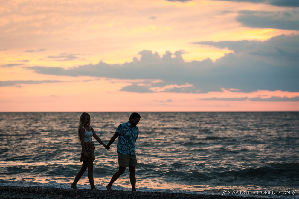 Beach Sunset Engagement Session Cleveland