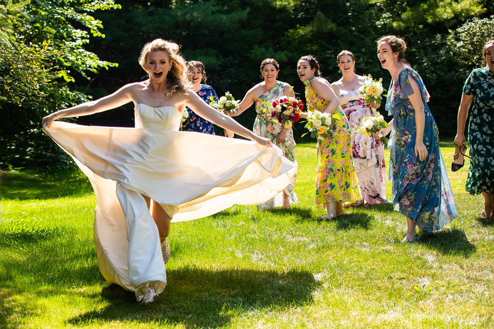 Candid Wedding Dress Fun Bridesmaids Cleveland