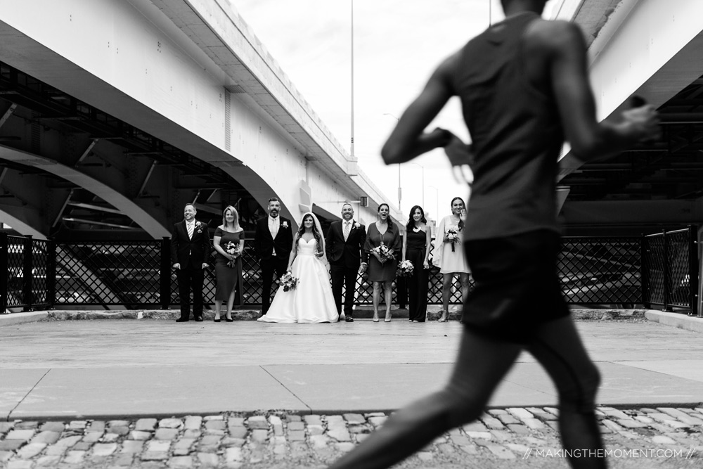 Fun Candid Bridal Party Downtown Cleveland