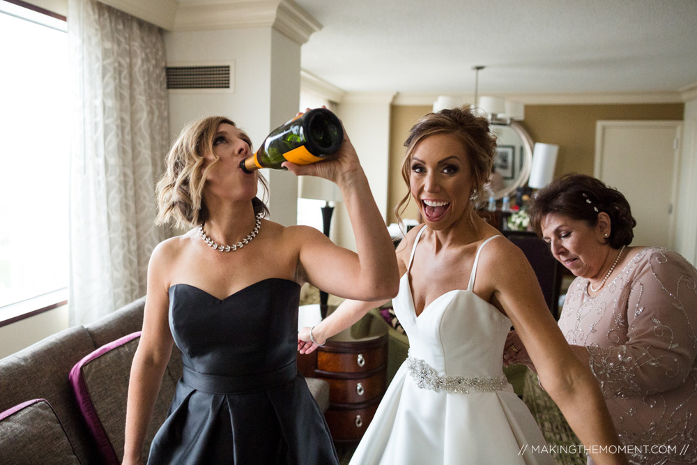 Bridal Party Champagne Cleveland Photographer