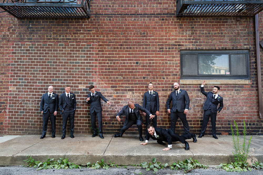 Fun Groomsman Downtown Cleveland Photographers